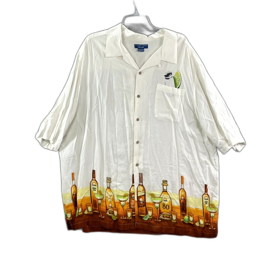 Puritan Tequila Margarita Shirt Mens Adult 3XL (54-56) Short‎ Sleeve Button Up